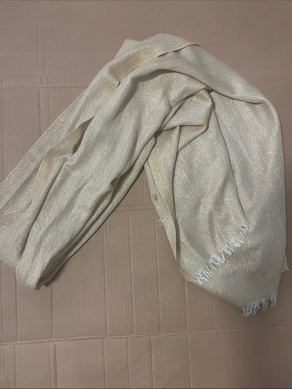 gold metallic scarf w/fringe